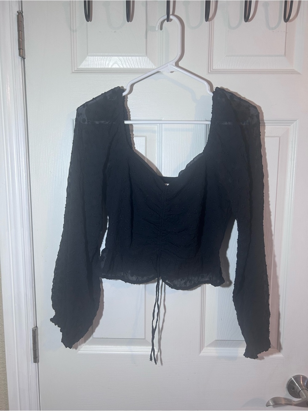 Hollister Babydoll Y2K Crop Top w/ Peasant Sheer Sleeves Sz S